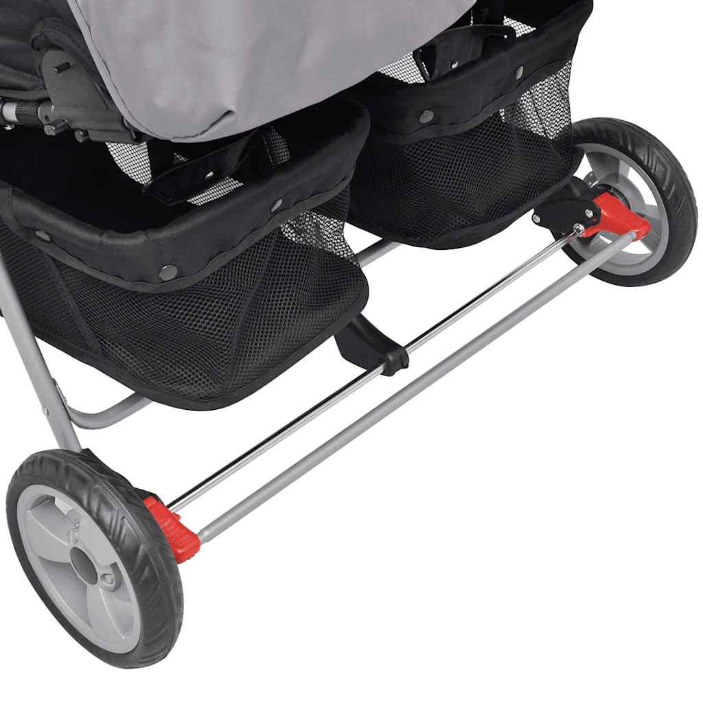 Tweelingwagen staal grijs en zwart is nu te koop bij PeponiXL, paradijselijk wonen!