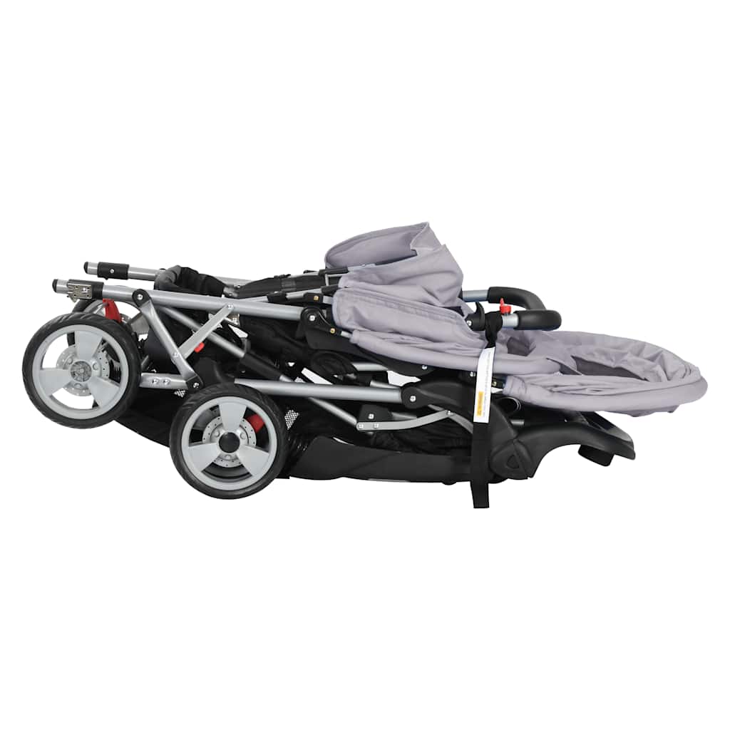 Kinderwagen dubbel staal grijs en zwart is nu te koop bij PeponiXL, paradijselijk wonen!