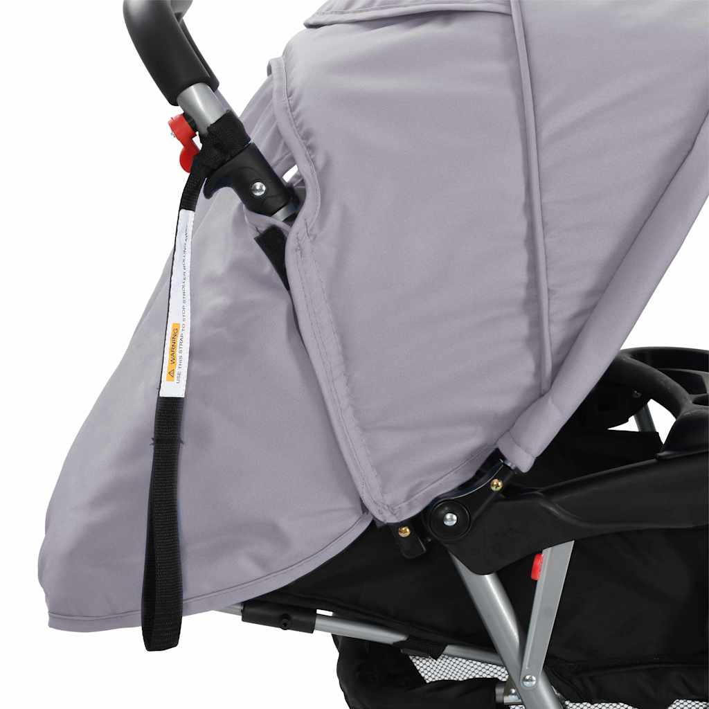 Kinderwagen dubbel staal grijs en zwart is nu te koop bij PeponiXL, paradijselijk wonen!