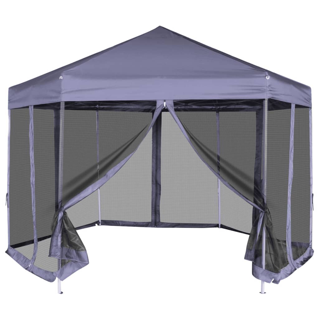 Partytent met zijwanden pop-up zeshoekig 3,6x3,1 m donkerblauw is nu te koop bij PeponiXL, paradijselijk wonen!