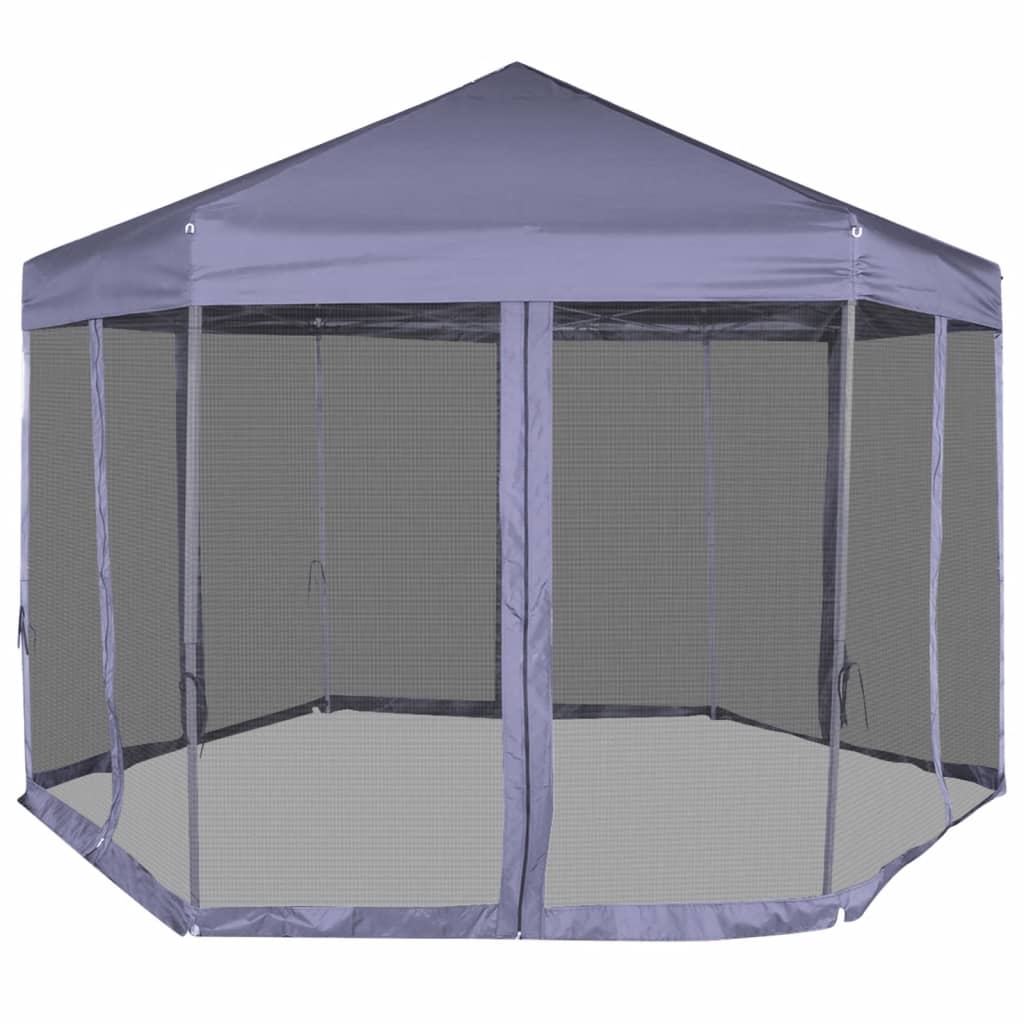 Partytent met zijwanden pop-up zeshoekig 3,6x3,1 m donkerblauw is nu te koop bij PeponiXL, paradijselijk wonen!