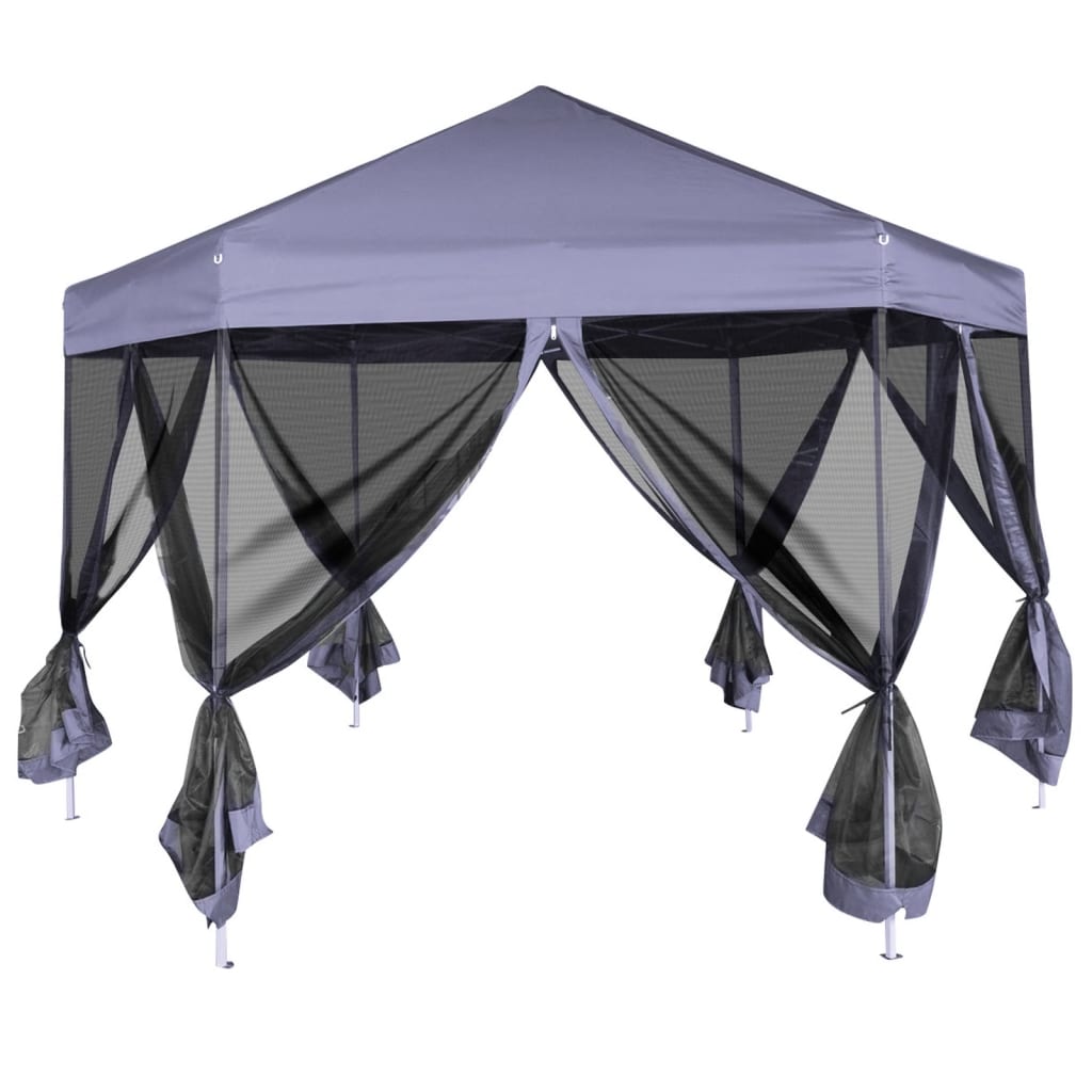 Partytent met zijwanden pop-up zeshoekig 3,6x3,1 m donkerblauw is nu te koop bij PeponiXL, paradijselijk wonen!