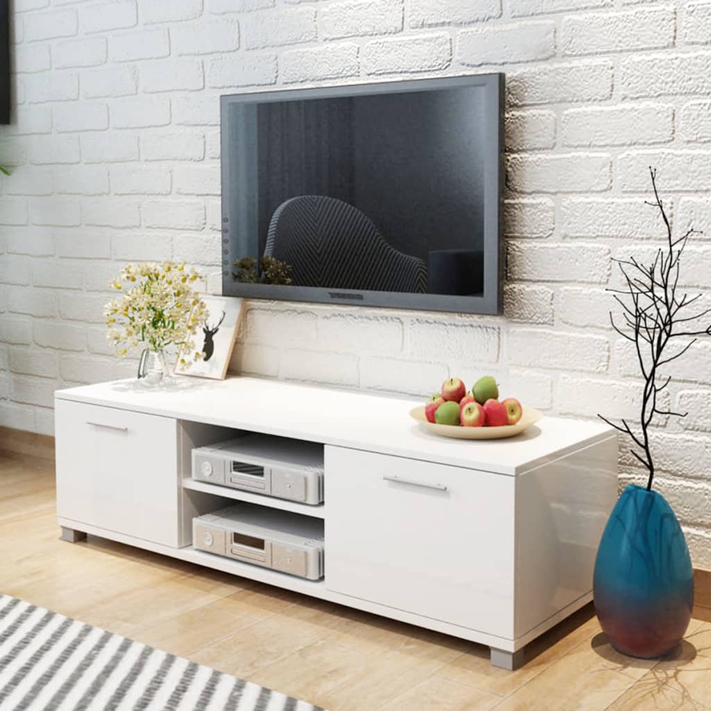 Tv-meubel 120x40,5x35 cm hoogglans wit is nu te koop bij PeponiXL, paradijselijk wonen!