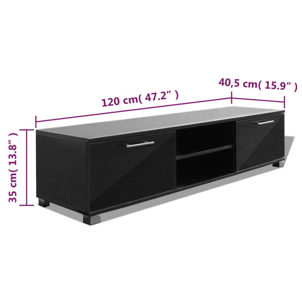 Tv-meubel 120x40,5x35 cm hoogglans zwart is nu te koop bij PeponiXL, paradijselijk wonen!