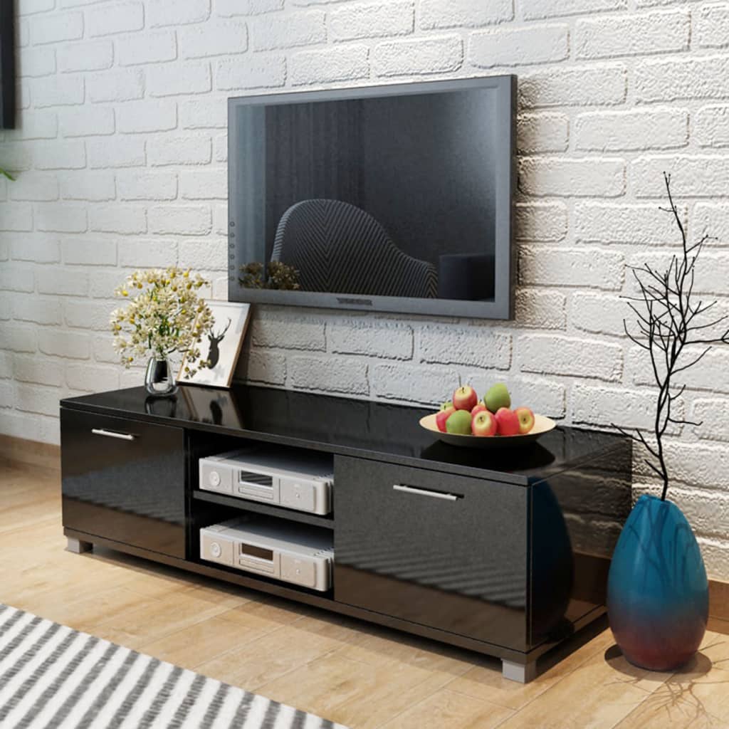 Tv-meubel 120x40,5x35 cm hoogglans zwart is nu te koop bij PeponiXL, paradijselijk wonen!