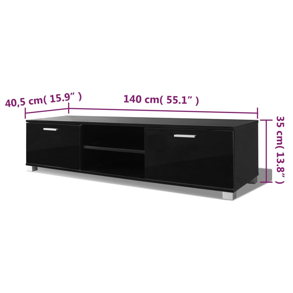 Tv-meubel 140x40,5x35 cm hoogglans zwart is nu te koop bij PeponiXL, paradijselijk wonen!
