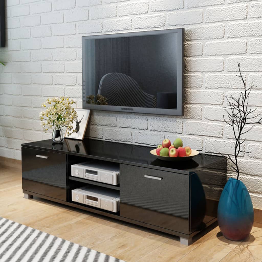 Tv-meubel 140x40,5x35 cm hoogglans zwart is nu te koop bij PeponiXL, paradijselijk wonen!
