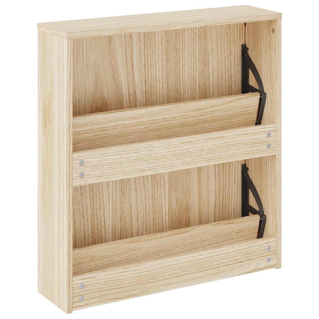 Schoenenkast tweelaags met spiegel 63x17x67 cm eiken is nu te koop bij PeponiXL, paradijselijk wonen!