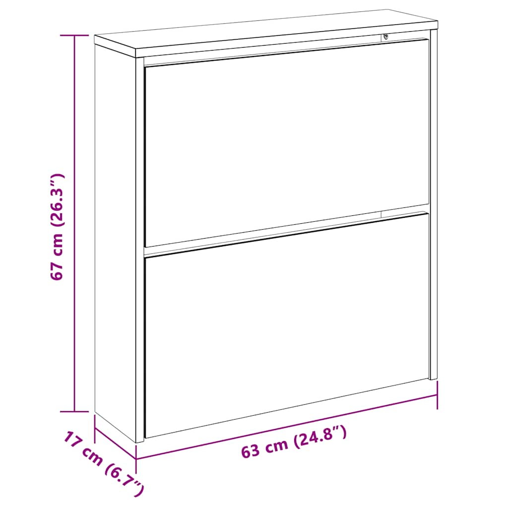 Schoenenkast tweelaags met spiegel 63x17x67 cm eiken is nu te koop bij PeponiXL, paradijselijk wonen!