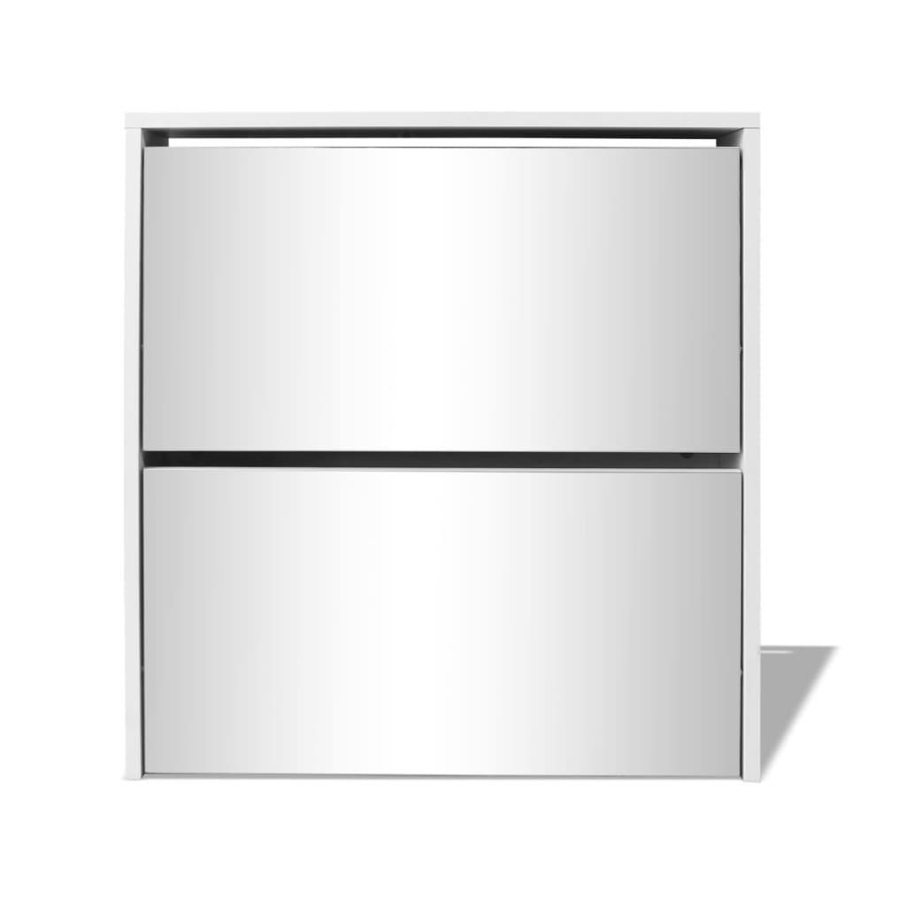 Schoenenkast tweelaags met spiegel 63x17x67 cm wit is nu te koop bij PeponiXL, paradijselijk wonen!