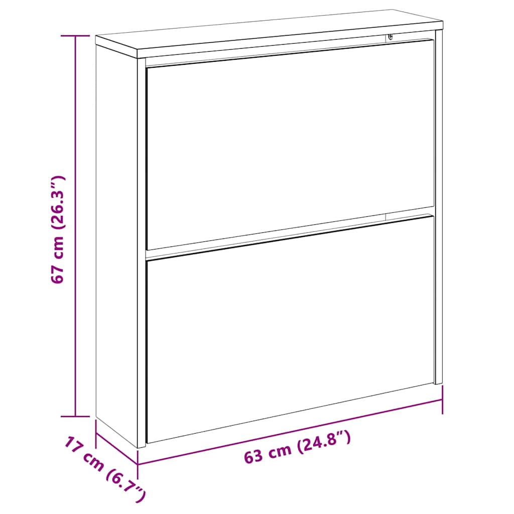 Schoenenkast tweelaags met spiegel 63x17x67 cm wit is nu te koop bij PeponiXL, paradijselijk wonen!