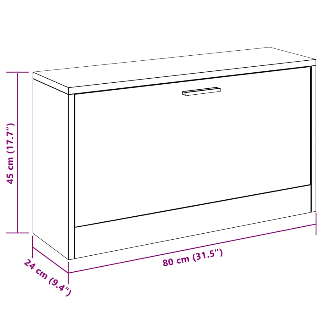 Schoenen opbergkast 80x24x45 cm wit is nu te koop bij PeponiXL, paradijselijk wonen!