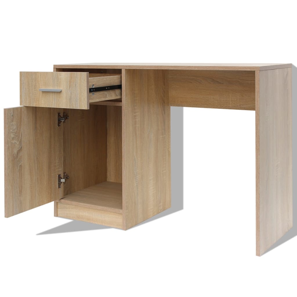 Bureau met lade en kastje 100x40x73 cm eiken is nu te koop bij PeponiXL, paradijselijk wonen!