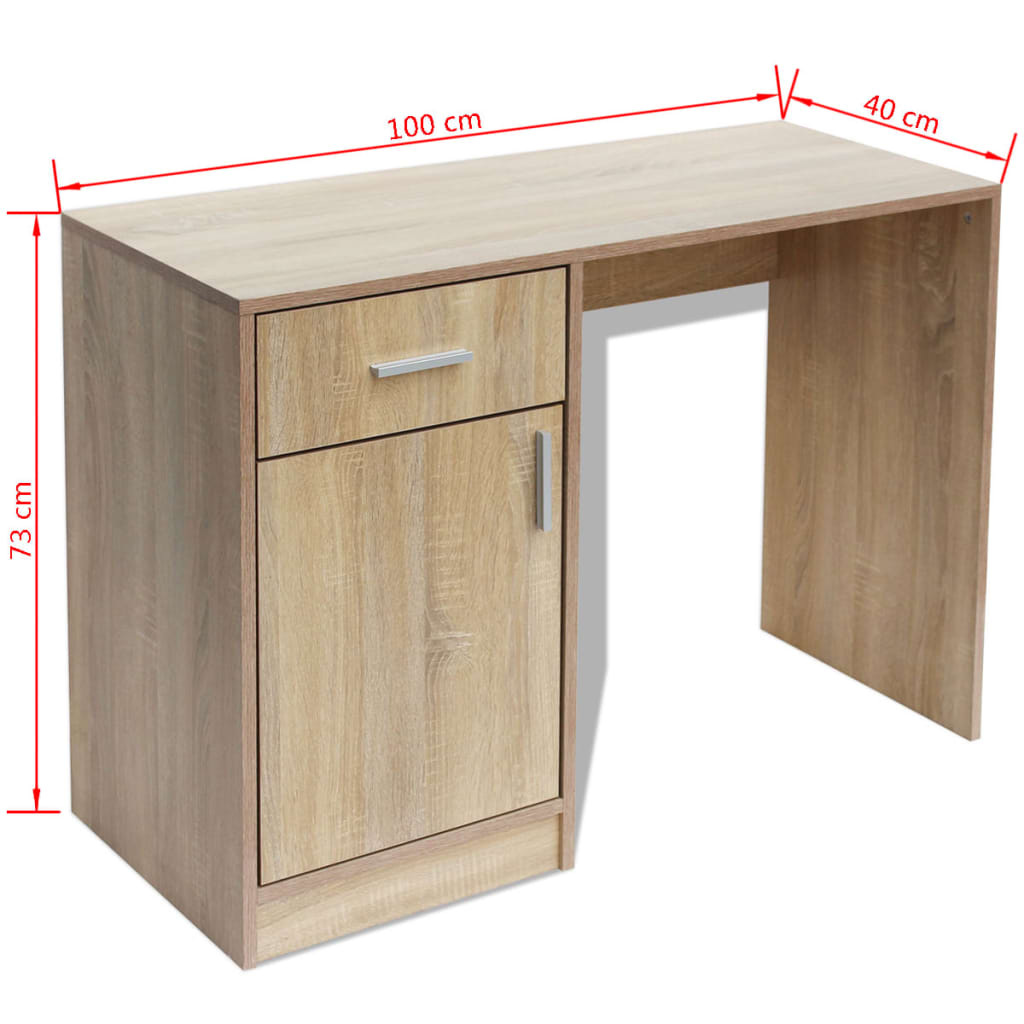 Bureau met lade en kastje 100x40x73 cm eiken is nu te koop bij PeponiXL, paradijselijk wonen!