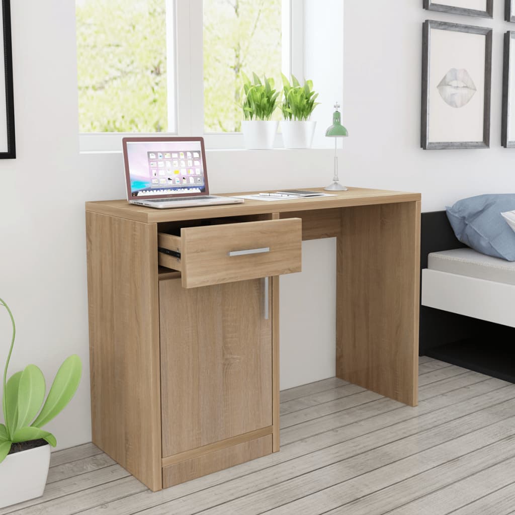 Bureau met lade en kastje 100x40x73 cm eiken is nu te koop bij PeponiXL, paradijselijk wonen!