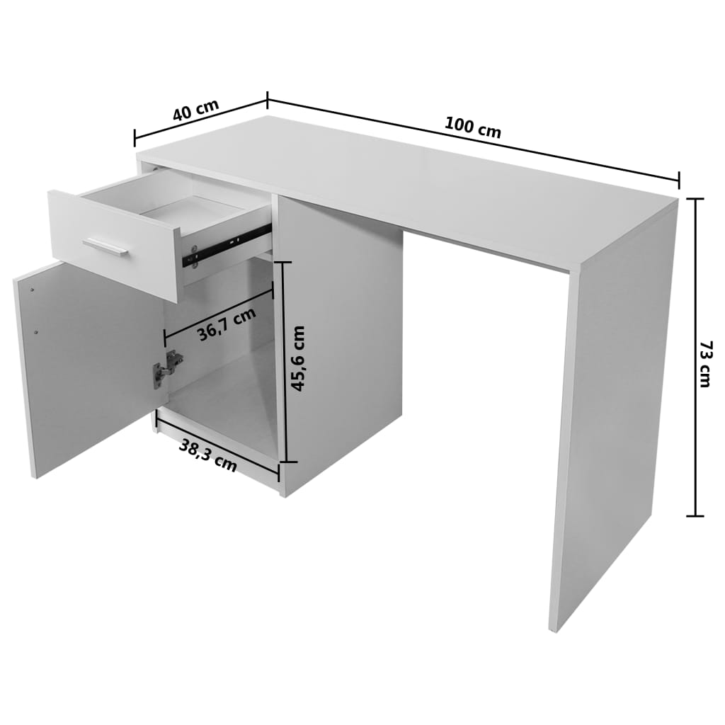 Bureau met lade en kastje 100x40x73 cm wit is nu te koop bij PeponiXL, paradijselijk wonen!