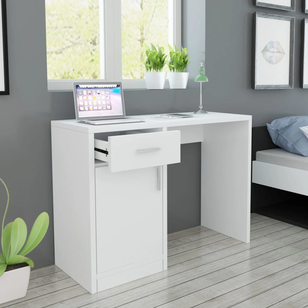 Bureau met lade en kastje 100x40x73 cm wit is nu te koop bij PeponiXL, paradijselijk wonen!