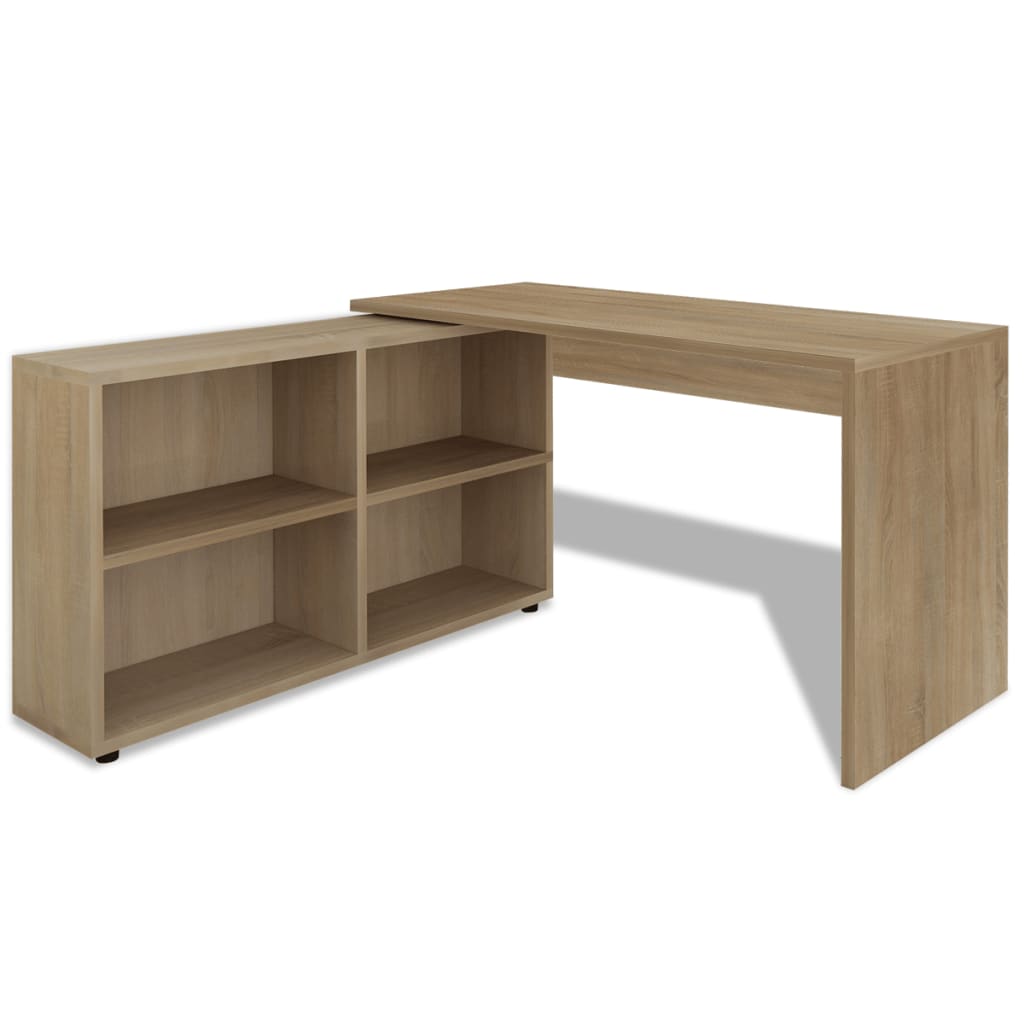 Hoekbureau 4 schappen eiken is nu te koop bij PeponiXL, paradijselijk wonen!