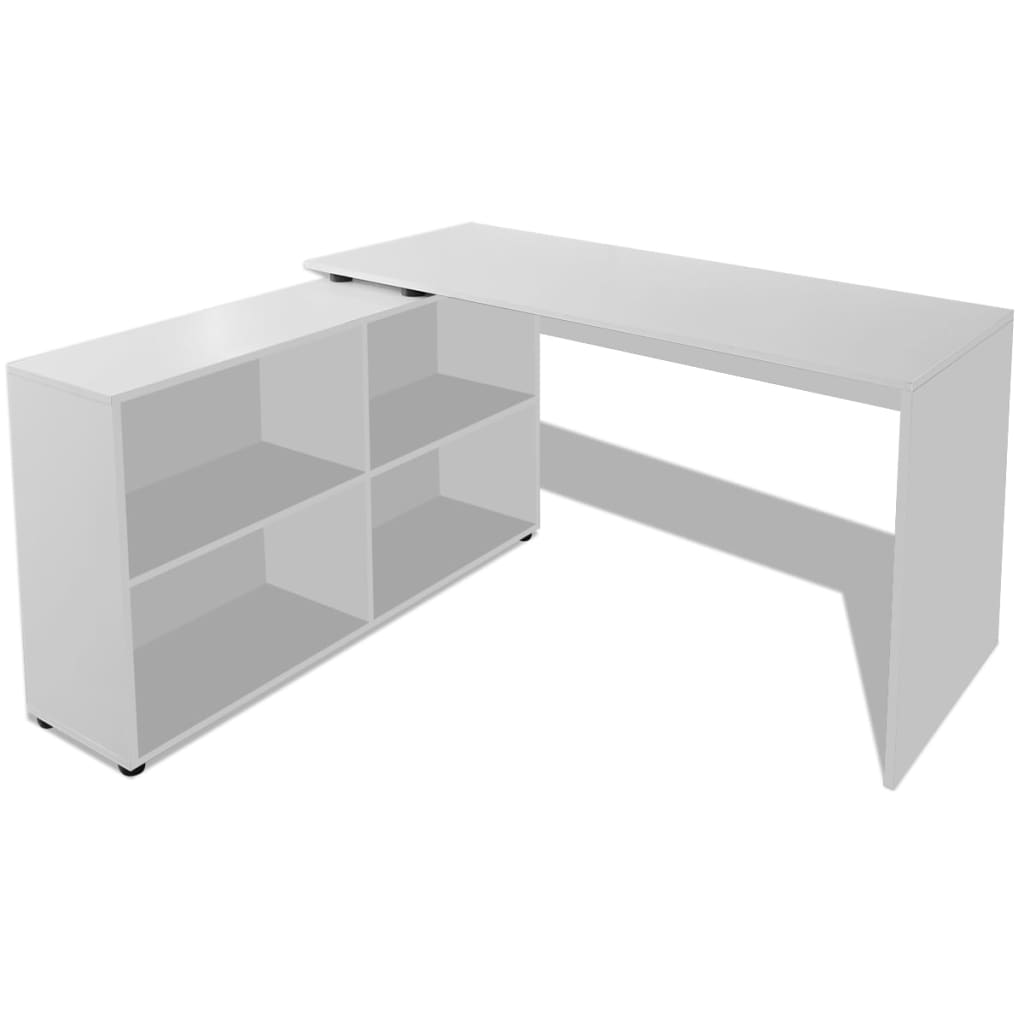 Hoekbureau 4 schappen wit is nu te koop bij PeponiXL, paradijselijk wonen!