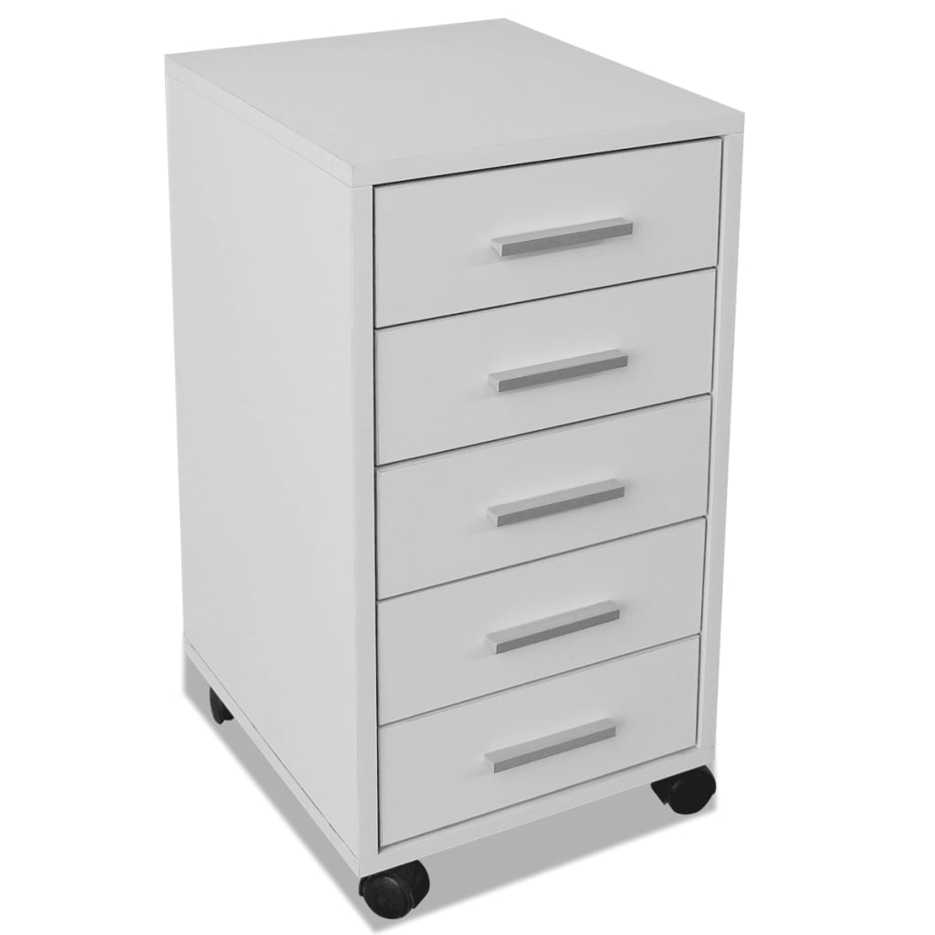 Kantoor ladeblok op wielen 5 lades wit is nu te koop bij PeponiXL, paradijselijk wonen!