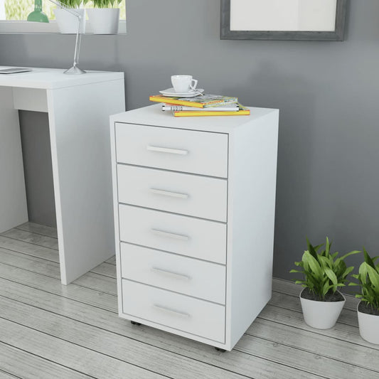 Kantoor ladeblok op wielen 5 lades wit is nu te koop bij PeponiXL, paradijselijk wonen!