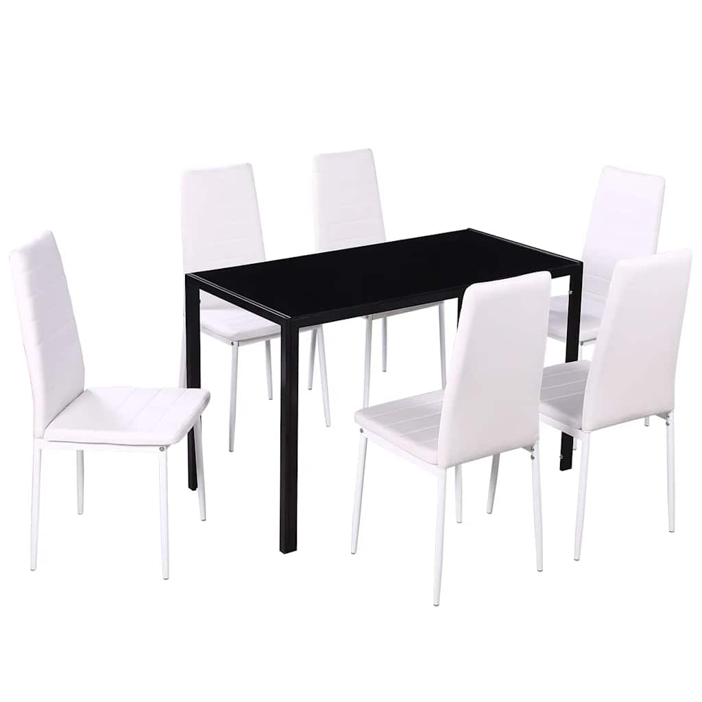 Eetkamerset 7-delig wit en zwart is nu te koop bij PeponiXL, paradijselijk wonen!