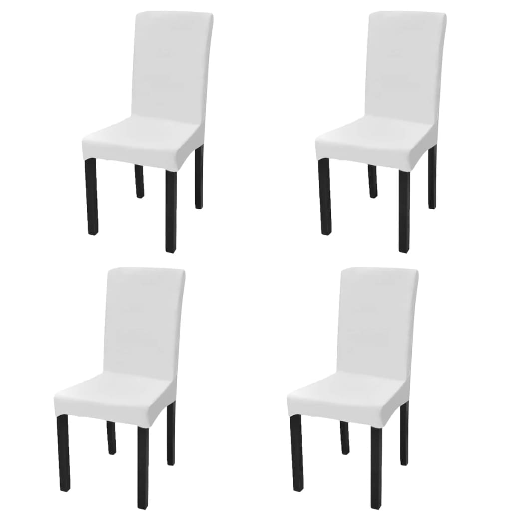 Stoelhoezen 4 st stretch recht wit is nu te koop bij PeponiXL, paradijselijk wonen!