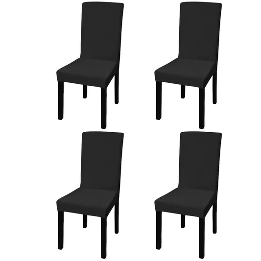 Stoelhoezen 4 st stretch recht zwart is nu te koop bij PeponiXL, paradijselijk wonen!