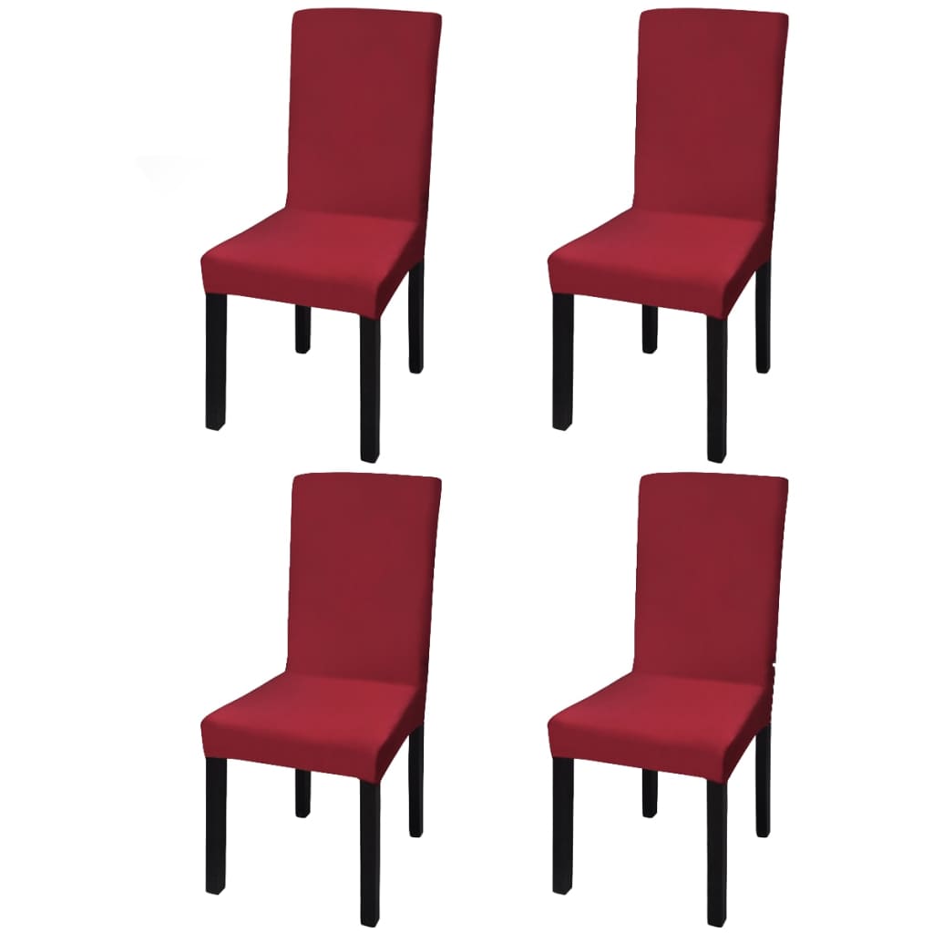 Stoelhoezen 4 st stretch recht bordeaux is nu te koop bij PeponiXL, paradijselijk wonen!