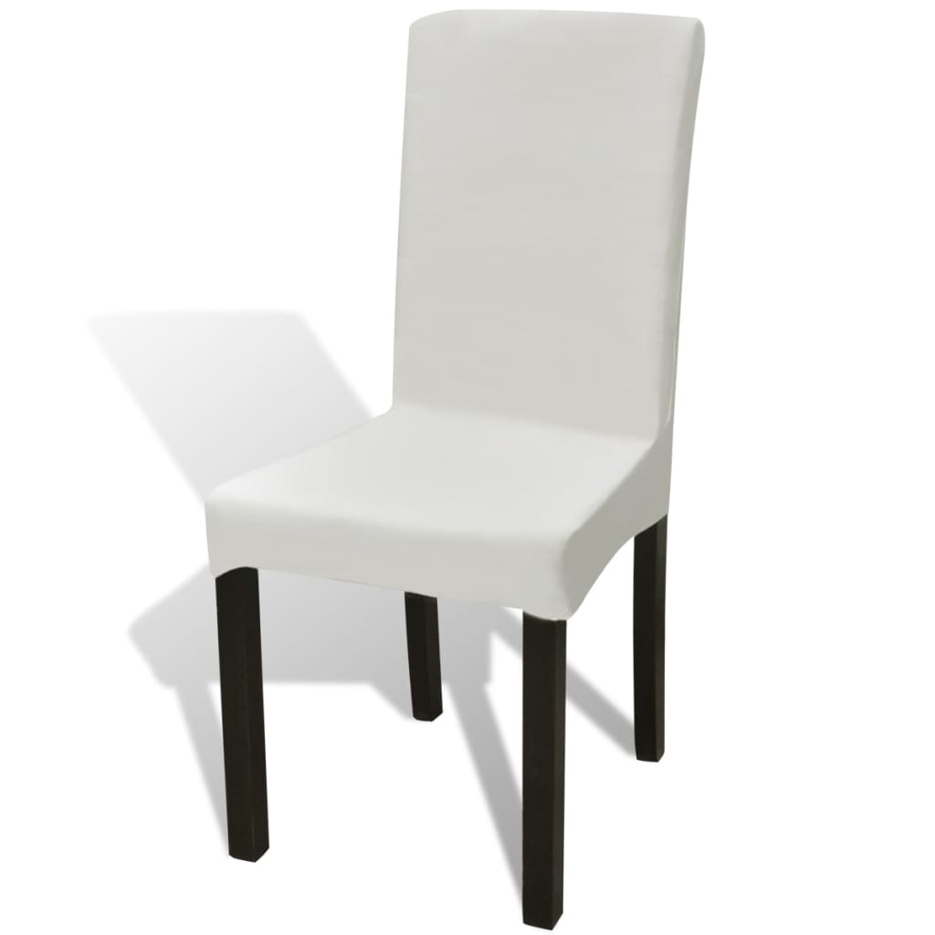 Stoelhoezen 4 st stretch recht crèmekleurig is nu te koop bij PeponiXL, paradijselijk wonen!