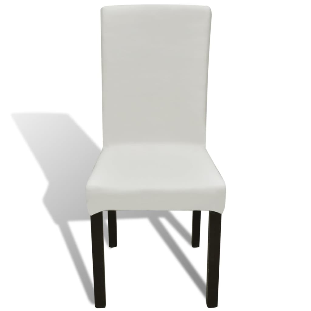 Stoelhoezen 4 st stretch recht crèmekleurig is nu te koop bij PeponiXL, paradijselijk wonen!