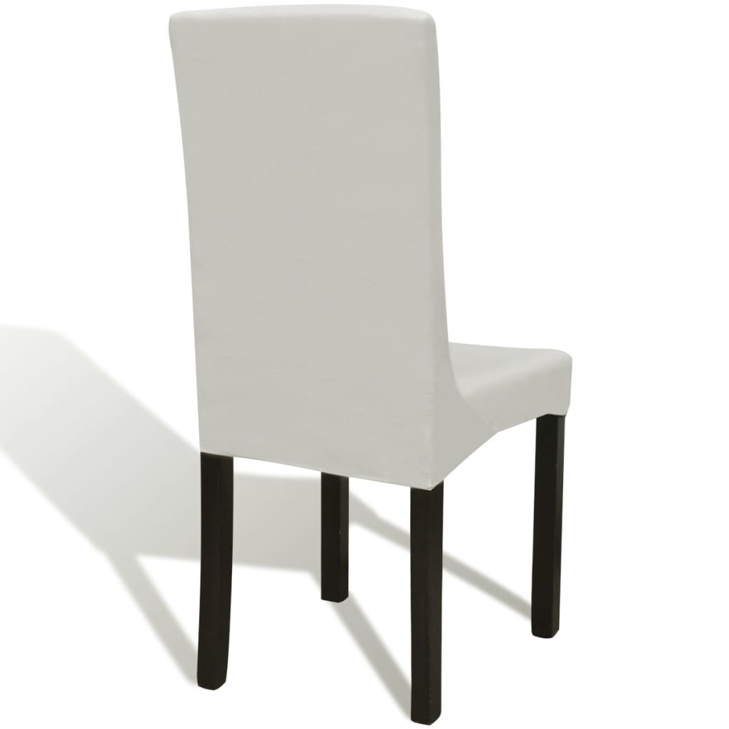 Stoelhoezen 4 st stretch recht crèmekleurig is nu te koop bij PeponiXL, paradijselijk wonen!