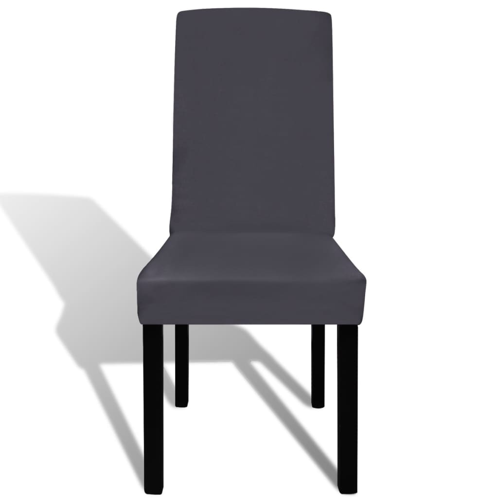 Stoelhoezen 6 st stretch recht antracietkleurig is nu te koop bij PeponiXL, paradijselijk wonen!