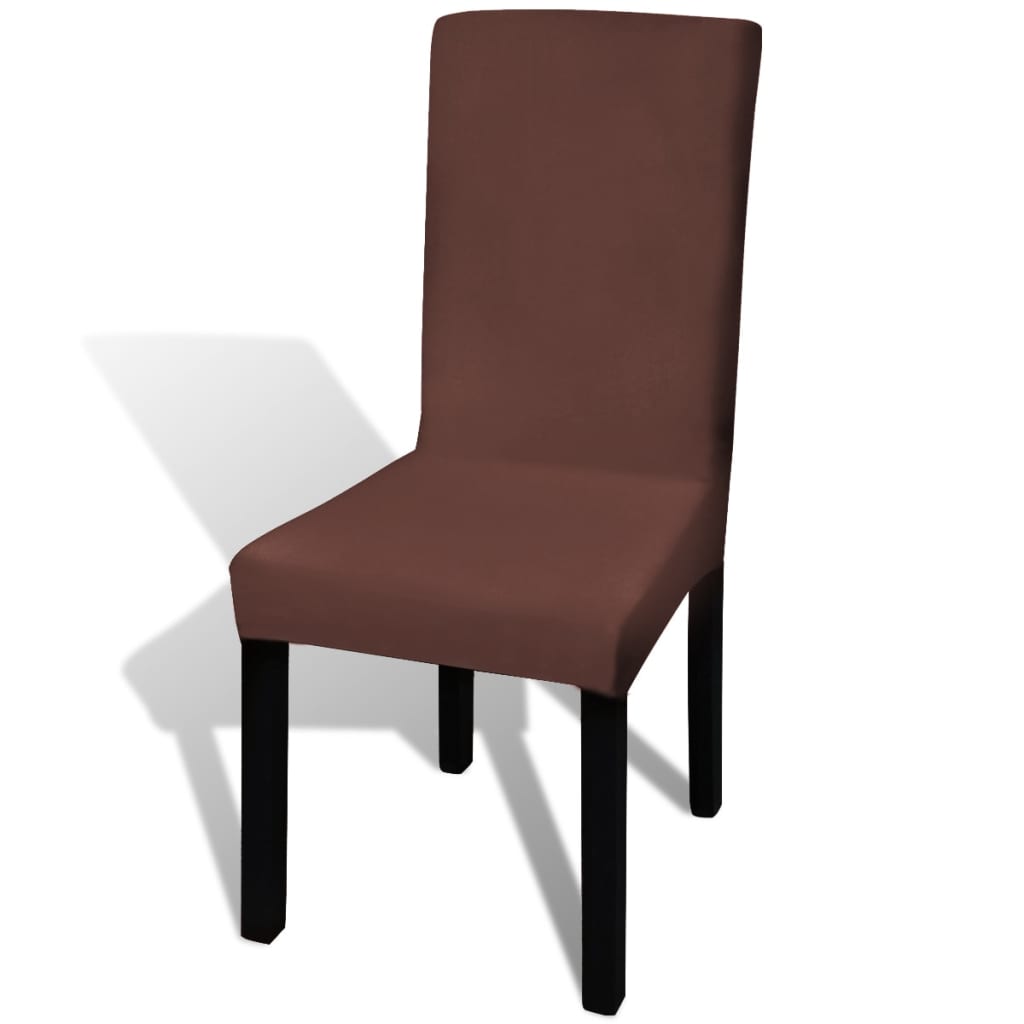Stoelhoezen 6 st stretch recht bruin is nu te koop bij PeponiXL, paradijselijk wonen!