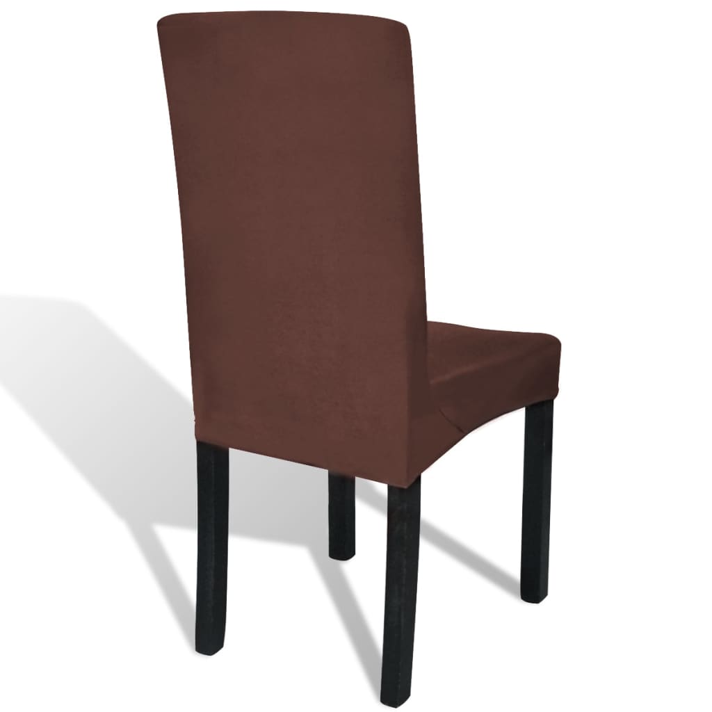 Stoelhoezen 6 st stretch recht bruin is nu te koop bij PeponiXL, paradijselijk wonen!