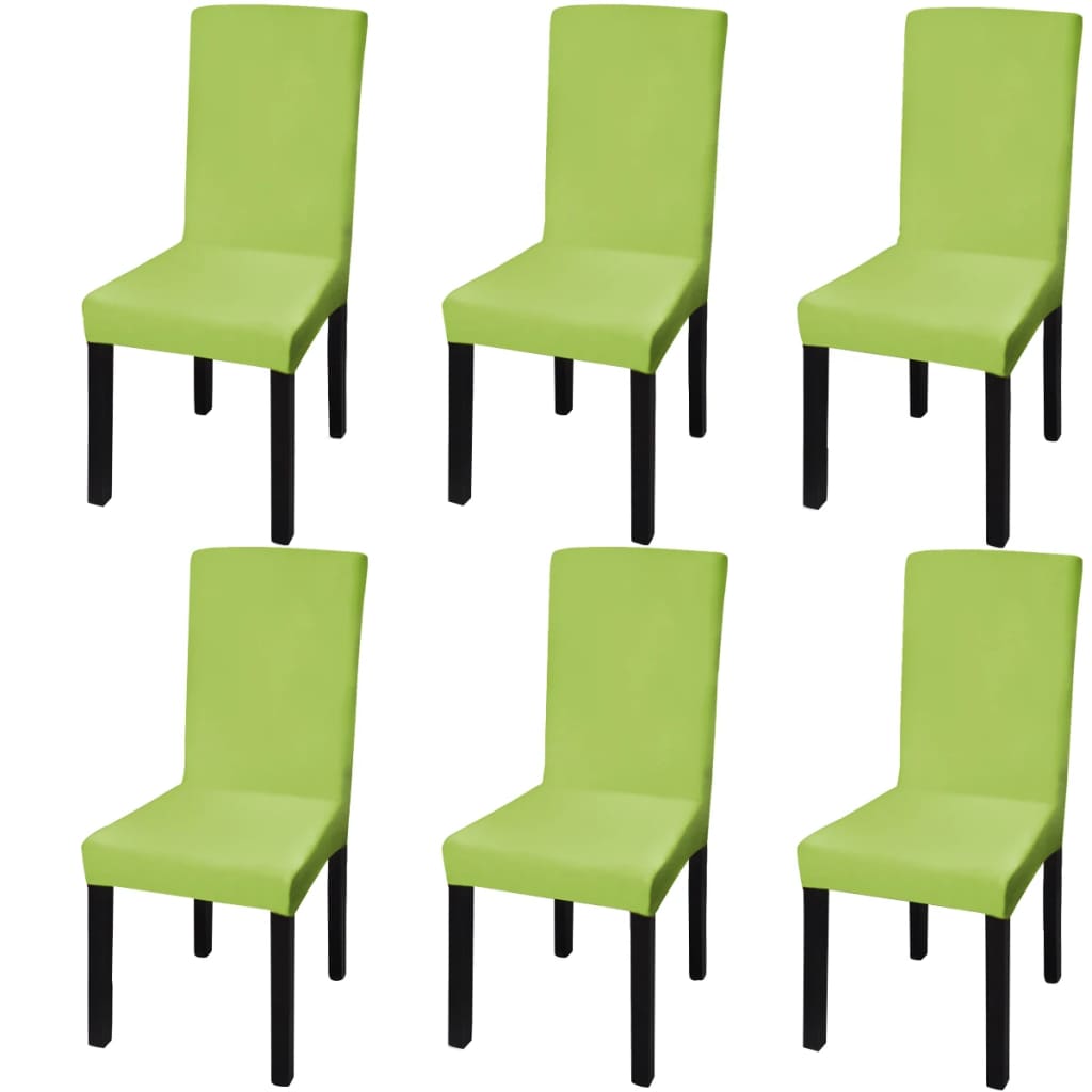 Stoelhoezen 6 st stretch recht groen is nu te koop bij PeponiXL, paradijselijk wonen!