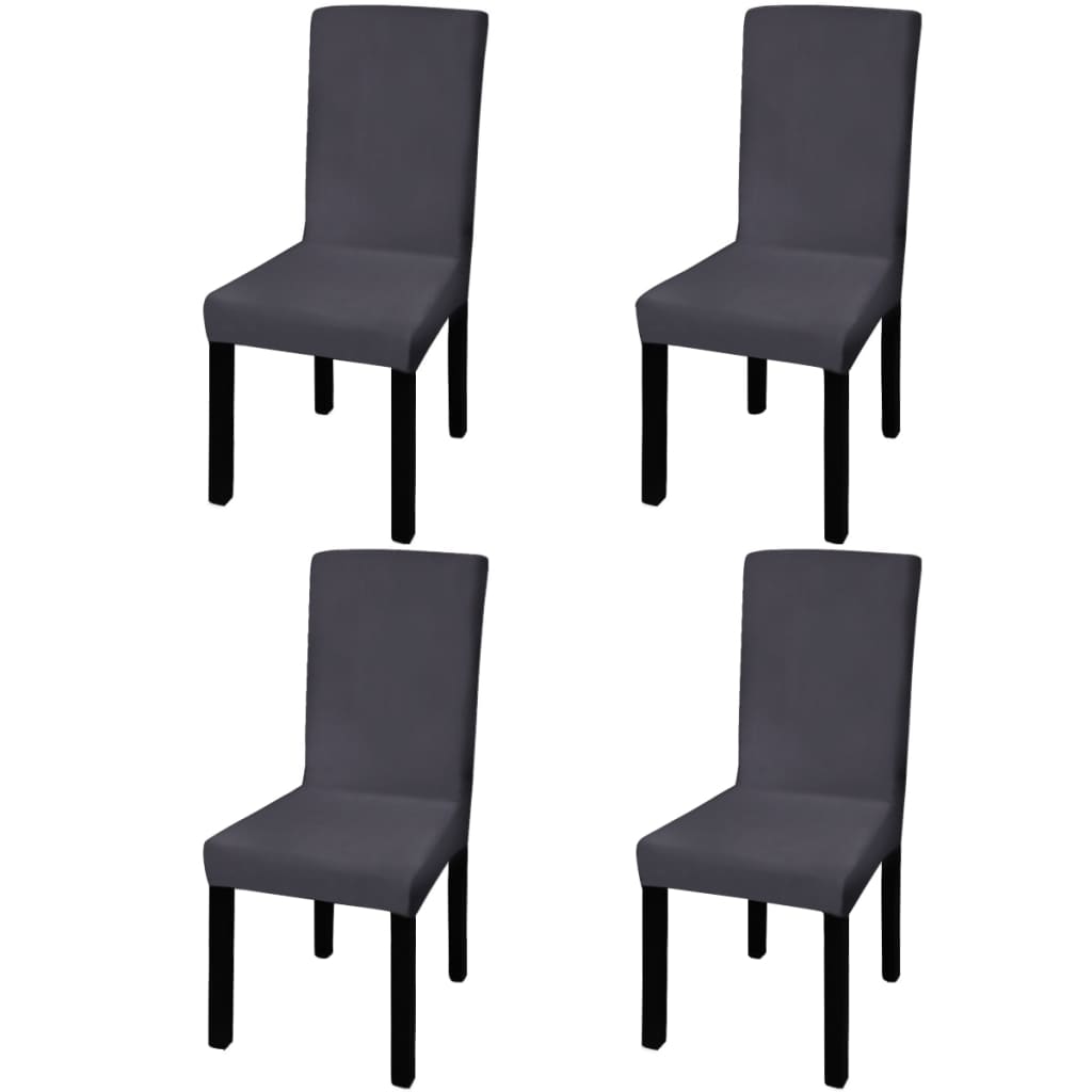 Stoelhoezen 4 st stretch recht antracietkleurig is nu te koop bij PeponiXL, paradijselijk wonen!