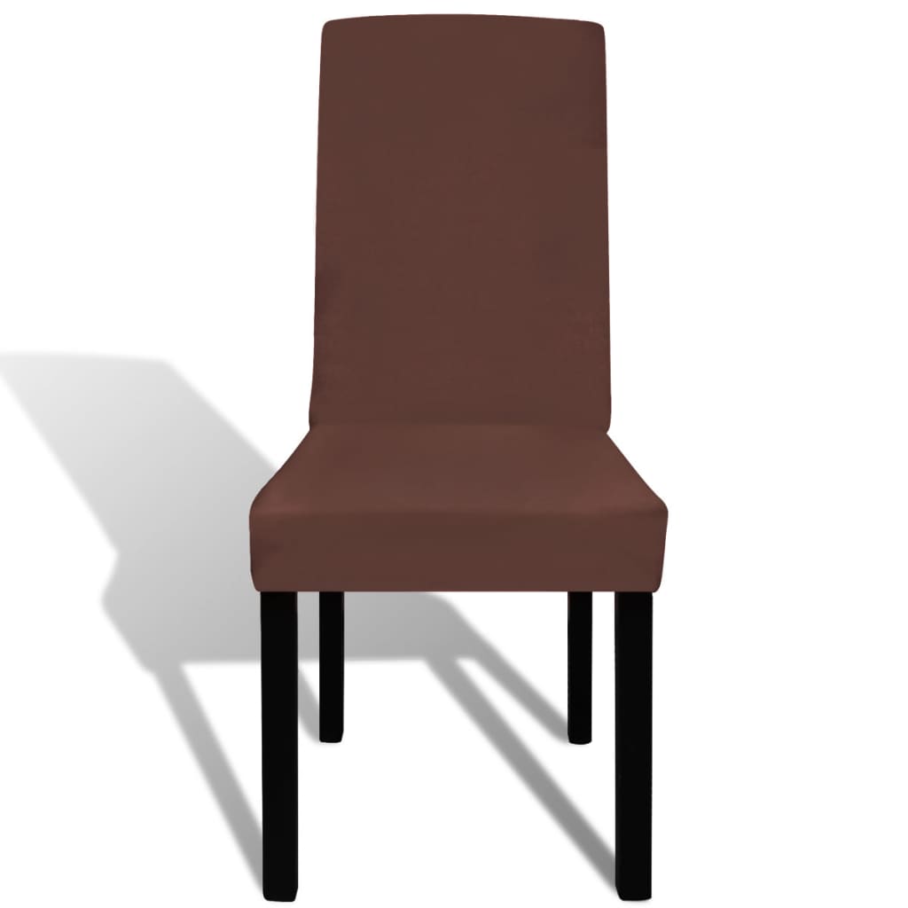 Stoelhoezen 4 st stretch recht bruin is nu te koop bij PeponiXL, paradijselijk wonen!