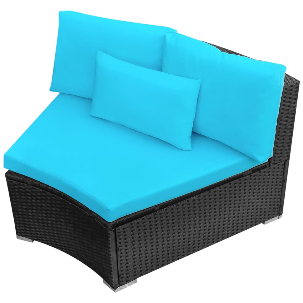 13-delige Loungeset met kussens poly rattan blauw