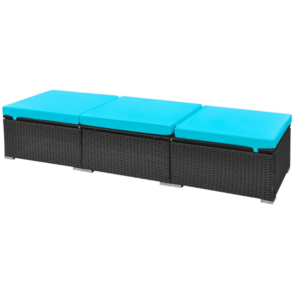 13-delige Loungeset met kussens poly rattan blauw