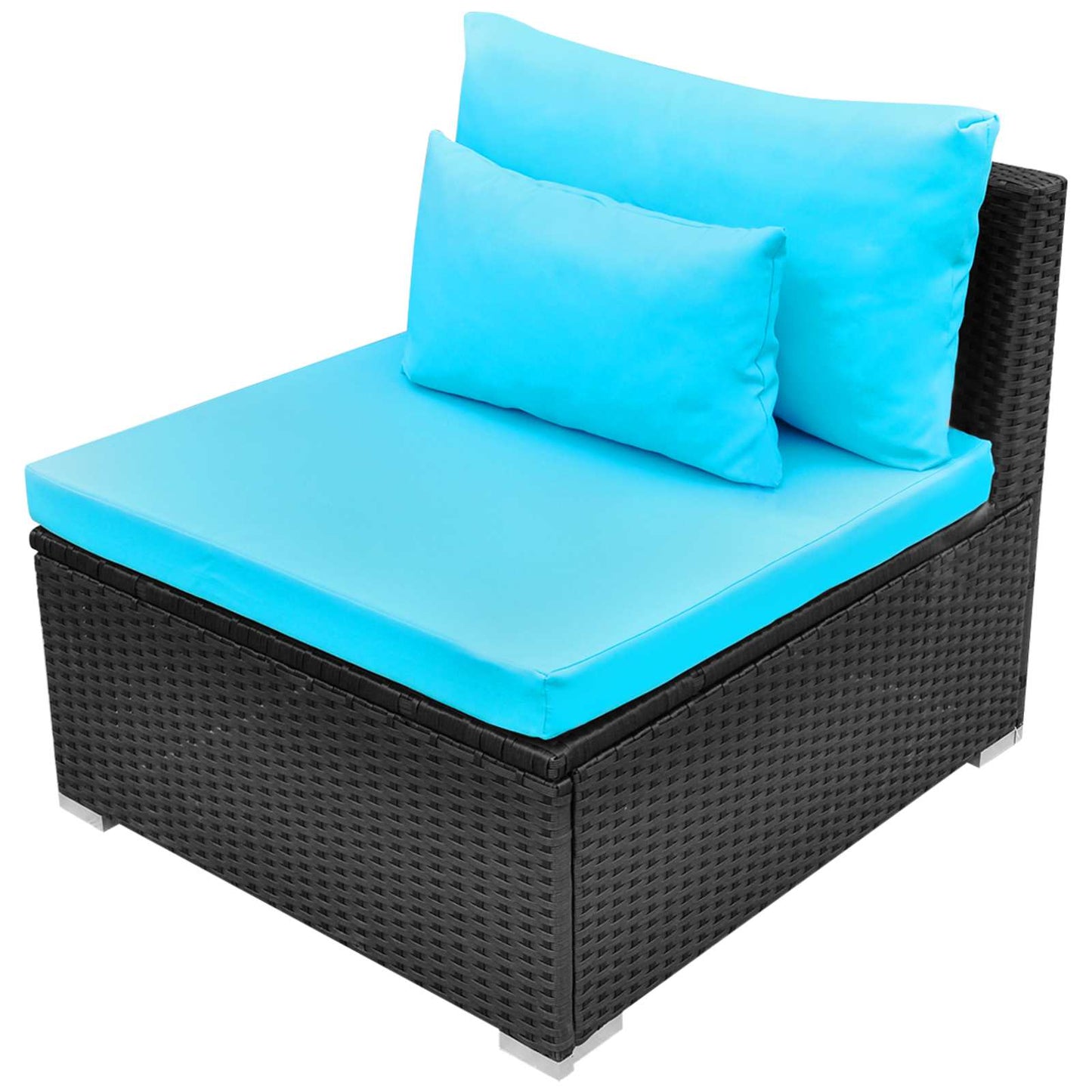 Ronde Banken Set 11 pcs Blauw poly rattan