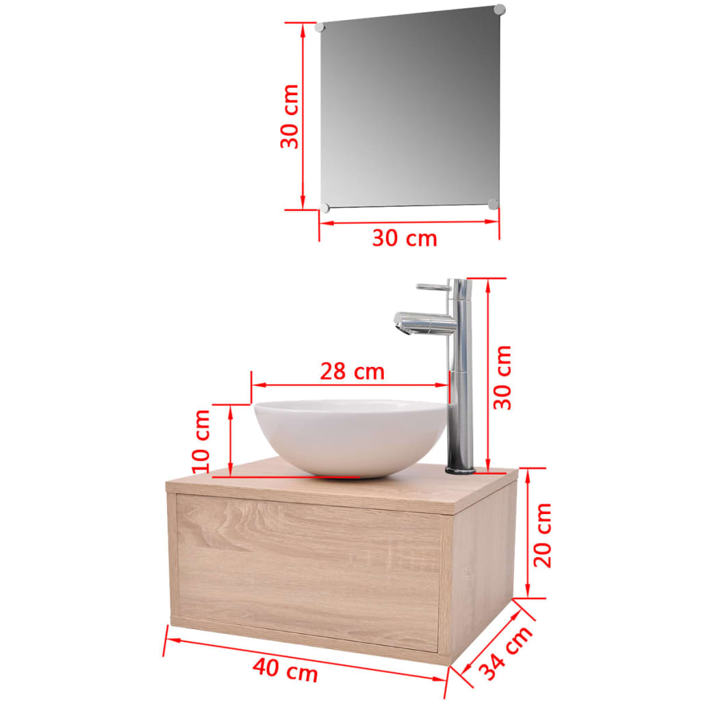 Badkamermeubelset 4-delig met kraan en wasbak beige is nu te koop bij PeponiXL, paradijselijk wonen!