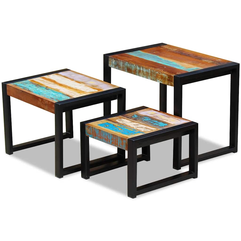 3-delige Tafeltjesset massief gerecycled hout is nu te koop bij PeponiXL, paradijselijk wonen!