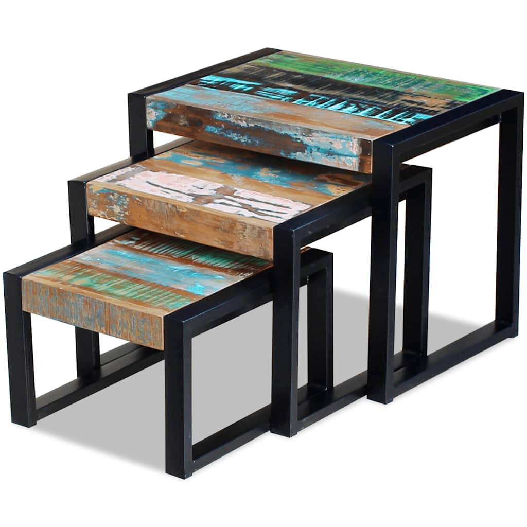 3-delige Tafeltjesset massief gerecycled hout is nu te koop bij PeponiXL, paradijselijk wonen!
