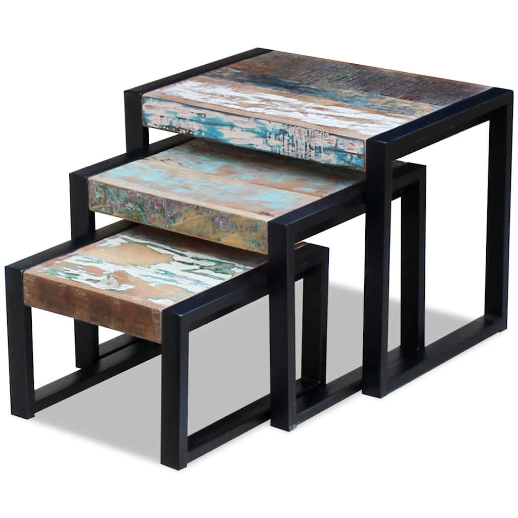 3-delige Tafeltjesset massief gerecycled hout is nu te koop bij PeponiXL, paradijselijk wonen!