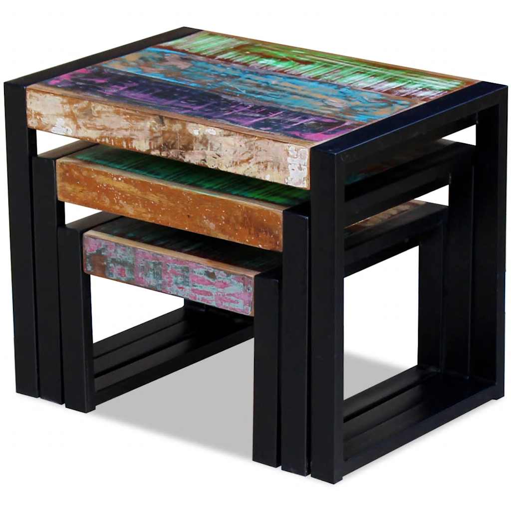3-delige Tafeltjesset massief gerecycled hout is nu te koop bij PeponiXL, paradijselijk wonen!