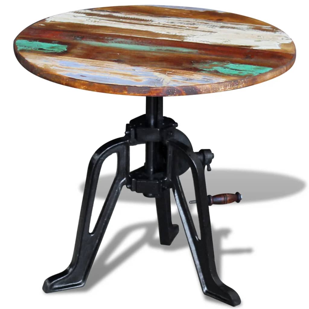 Bijzettafel 60x(42-63) cm massief gerecycled hout en gietijzer is nu te koop bij PeponiXL, paradijselijk wonen!