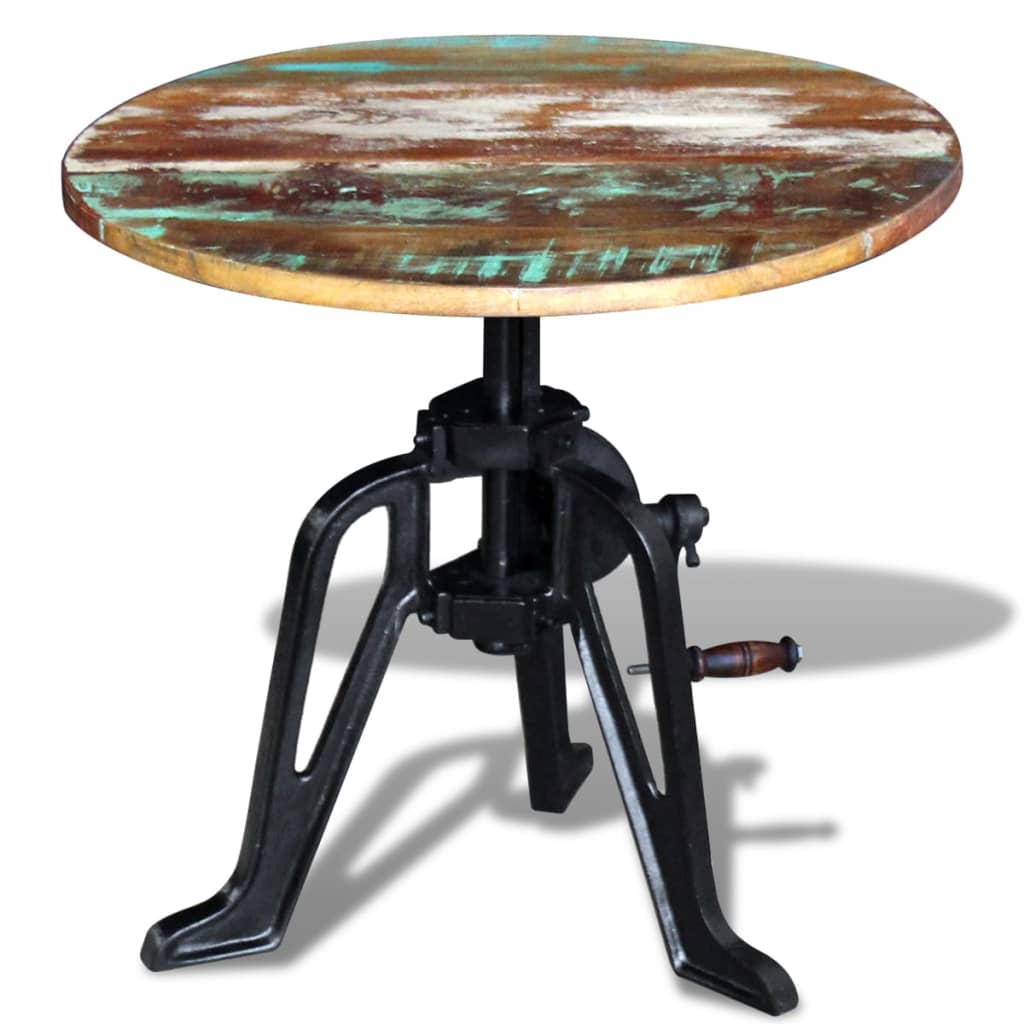 Bijzettafel 60x(42-63) cm massief gerecycled hout en gietijzer is nu te koop bij PeponiXL, paradijselijk wonen!