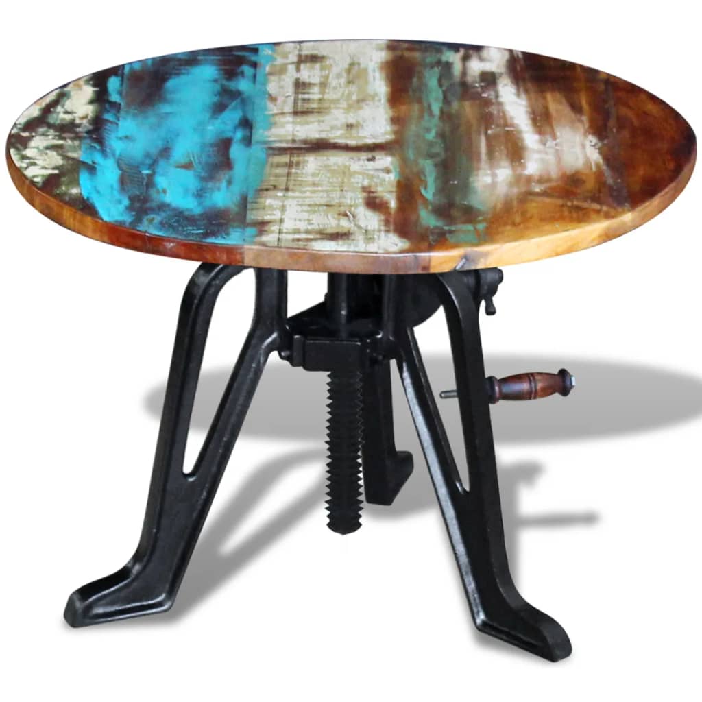 Bijzettafel 60x(42-63) cm massief gerecycled hout en gietijzer is nu te koop bij PeponiXL, paradijselijk wonen!