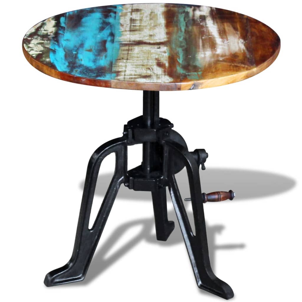 Bijzettafel 60x(42-63) cm massief gerecycled hout en gietijzer is nu te koop bij PeponiXL, paradijselijk wonen!